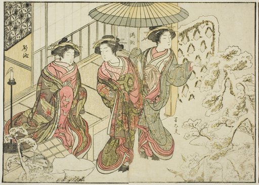 Courtesans of the Nakaomiya, from the book "Mirror of Beautiful Women of the Pleasure Quarters (Seiro bijin awase sugata kagami)," vol. 2
