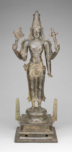 Four-Armed God Vishnu Holding Discus and Conch