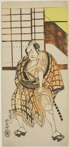 Actors Nakamura Sukegorô II as Sasano Sangobei (Left) and Ôtani Hiroji III as Satsuma Gengobei (Right) in “Green Willow Soga of Erotic Design” (“Iro moyô aoyagi Soga”)