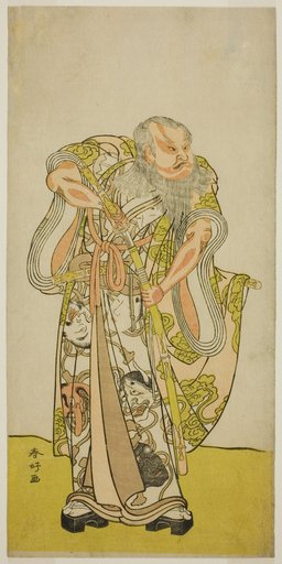The Actor Sakata Hangoro II as Hige no Ikyu in the Play Shida Yakata Yotsugi no Hikibune, Performed at the Ichimura Theater in the Fifth Month, 1782