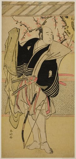 The Actor Onoe Matsusuke I as Yawata no Saburo (?) in the Play Edo no Hana Mimasu Soga (?), Performed at the Nakamura Theater (?) in the First Month, 1783 (?)