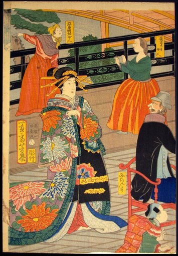Picture of a Banquet of People of Five Nations at the Gankiro Teahouse (Gokakoku gankiro ni oite sakamori no zu)