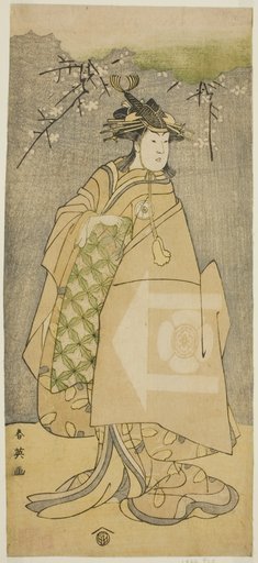 The Actor Iwai Kiyotaro as Kewaizaka no Shosho in the Play Gohiiki no Hana Aikyo Soga, Performed at the Kawarazaki Theater in the First Month, 1794