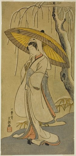 The Actor Segawa Kikunojo II as the Heron Maiden in the play "Cotton Wadding of Izu Protecting the Matrimonial Chrysanthemums (Myoto-giku Izu no Kisewata)," performed at the Ichimura Theater from the first day of the eleventh month, 1770