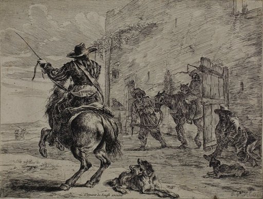Rearing Horse, Near a Stable, plate one from Series of Horses