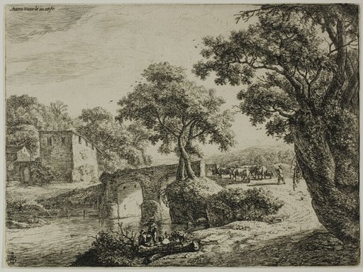 Herd Near a Stone Bridge