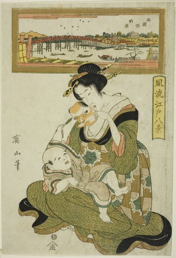 Enjoying the Evening Cool at Ryogoku Bridge (Ryogokubashi noryo), from the series "Fashionable Eight Views of Edo (Furyu Edo hakkei)"