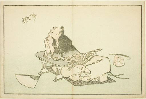 A Philosopher Watching a Pair of Butterflies, from The Picture Book of Realistic Paintings of Hokusai (Hokusai shashin gafu)