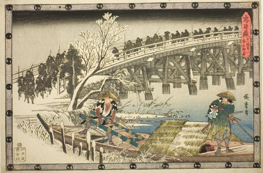 Act 11, Part 1: The Approach to the Night Attack (Juichidanme ichi, yochi oshiyose), from the series "The Revenge of the Loyal Retainers (Chushingura)"
