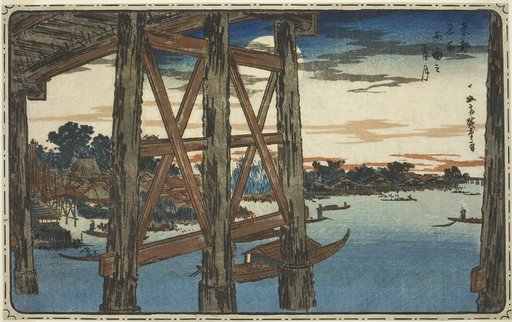 Twilight Moon at the Ryogoku Bridge (Ryogoku no yoizuki), from the series "Famous Views of the Eastern Capital (Toto meisho)"