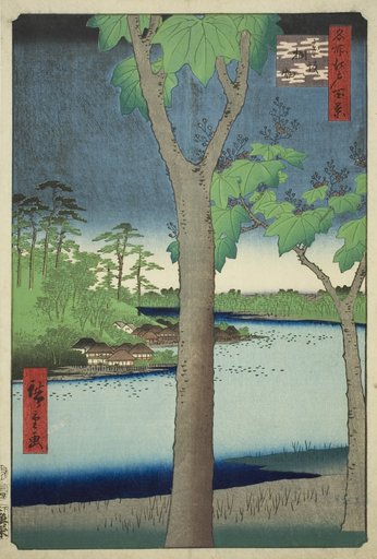 The Paulownia Grove at Akasaka (Akasaka Kiribatake), from the series "One Hundred Famous Views of Edo (Meisho Edo hyakkei)"