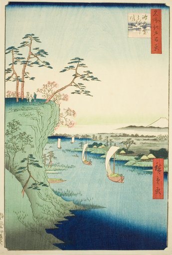 View of Konodai and the Tone River (Konodai Tonegawa fukei), from the series "One Hundred Famous Views of Edo (Meisho Edo hyakkei)"