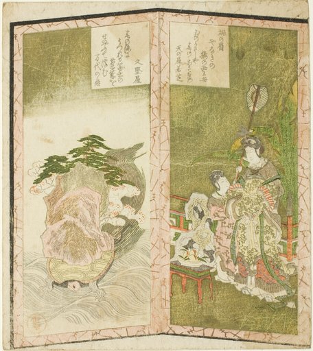 Seiobo (Queen Mother of the West) and tortoise, from an untitled hexaptych depicting a pair of folding screens