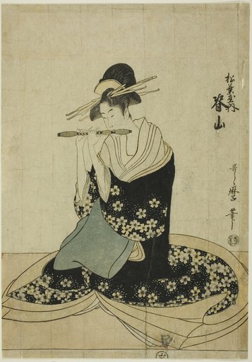 The Courtesan Seyama of the Matsubaya, from an untitled series of courtesans of the Matsubaya as five musicians