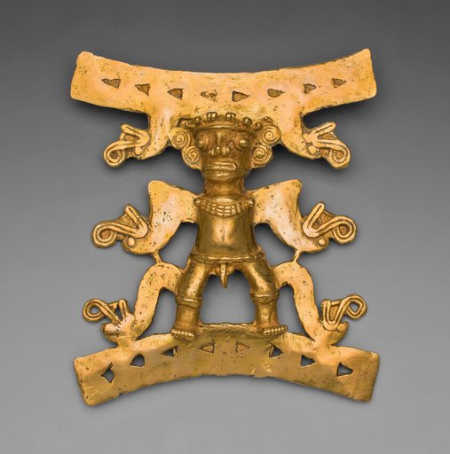 Pendant Depicting a Male Figure with Saurian Heads Emerging from Body