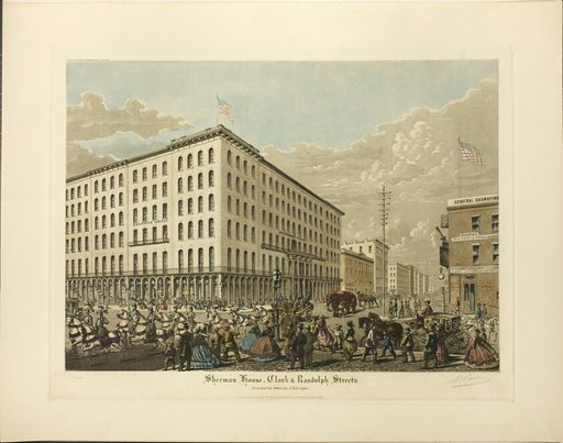 Sherman House, Clark and Randolph Streets, Erected in 1860-61, Chicago
