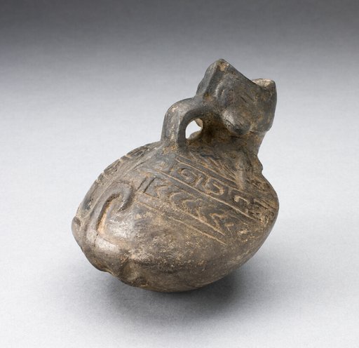 Pitcher in the Form of an Open Mouthed Animal with Geometric Incising on Back