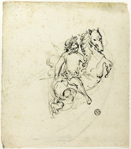 Putto Crowned with Laurel, on Prancing Horse