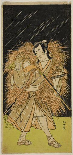 The Actor Ichikawa Monnosuke II as Hayano Kampei in the Play Kanadehon Chushin Najori no Kura, Performed at the Nakamura Theater in the Ninth Month, 1780