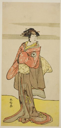 The Actor Iwai Hanshiro IV as Hitomaru Disguised as the Geisha Oshun in the Play Edo no Hana Mimasu Soga, Performed at the Nakamura Theater in the Third Month, 1783