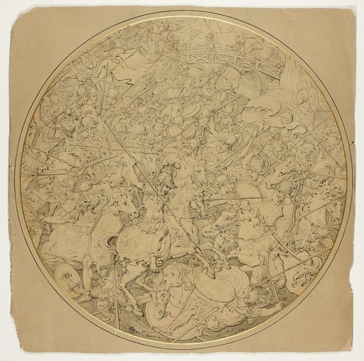 Ceremonial Shield with Stories of Marcus Curtius and Mutius Scaevola