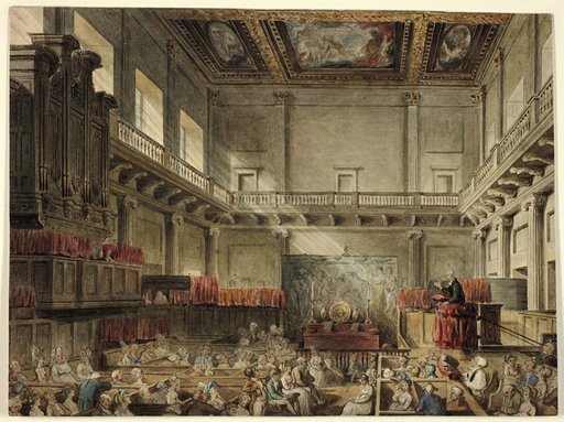 Study for Royal Chapel, Whitehall, in Micocosm of London