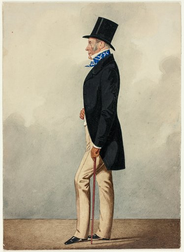 Portrait of Man in Black Coat and Blue and White Cravat