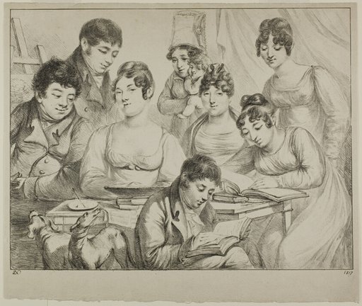 Conversation, a Family Drawing and Reading, the Nurse Holding an Infant, a Portrait of Prince Edmond de Beauvau Behind a Chair, and Portraits of Madame Lavallée and Madame Vallory, Both Seated