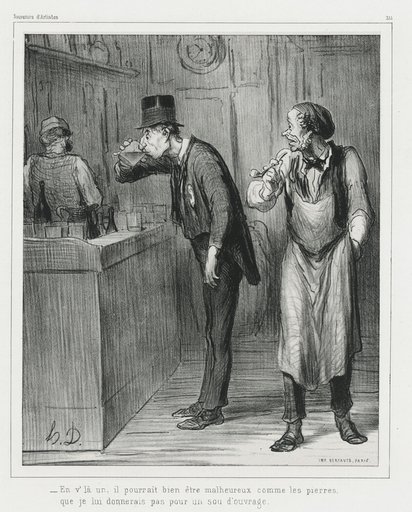 “- This one may look as unhappy as a rock, before I would give him a job", plate 311 from Souvenirs d’artistes
