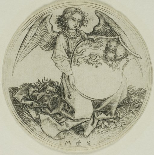 Shield with a Lion, Held by an Angel