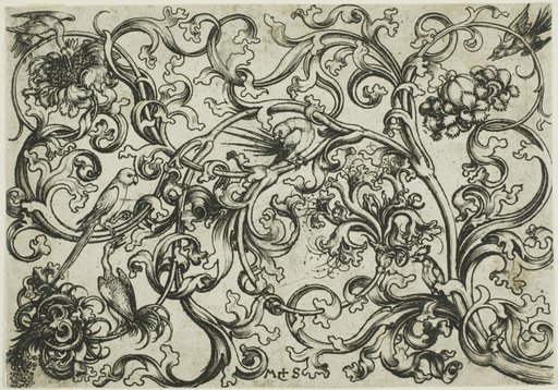 Vine Ornament with Parrots and Birds