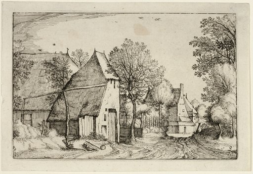 Village Road, plate three after Pictures of Farms, Country Houses and Rustic Villages (Praediorum villarum et rusticarum casularum icones)