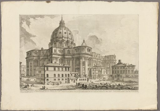 View of the exterior of St. Peter's Basilica in the Vatican, from Views of Rome