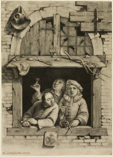 Three Smokers at a Window