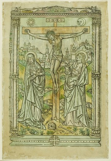 The Crucifixion with the Virgin and St. John (recto); God, the Father, Enthroned with the Signs of the Evangelists (verso)