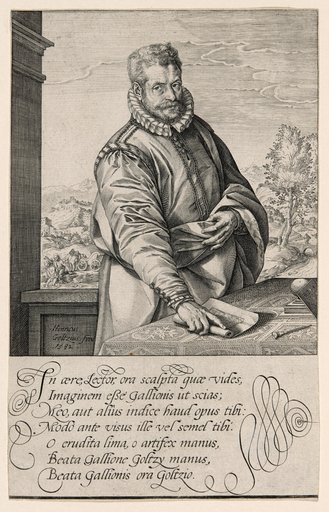 Philips Galle  (1537-1612), Pupil of Coornhert from Haarlem, Engraver and Publisher in Antwerp from 1570; The Baptism of the Eunuch in Background Left