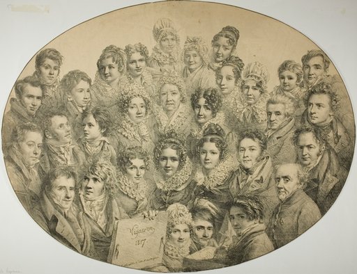 Portraits of 31 people in an Oval