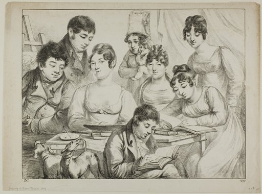 Conversation, a Family Drawing and Reading, the Nurse Holding an Infant, a Portrait of Prince Edmond de Beauvau Behind a Chair, and Portraits of Madame Lavallée and Madame Vallory, Both Seated