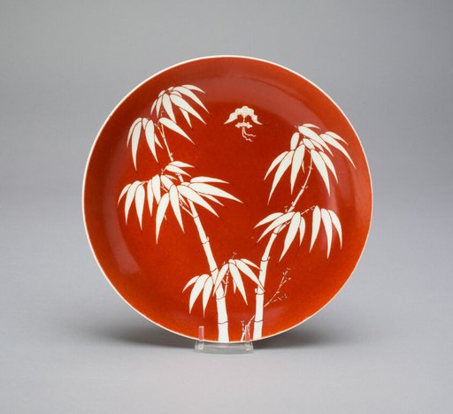 Dish with Bamboos and Bat