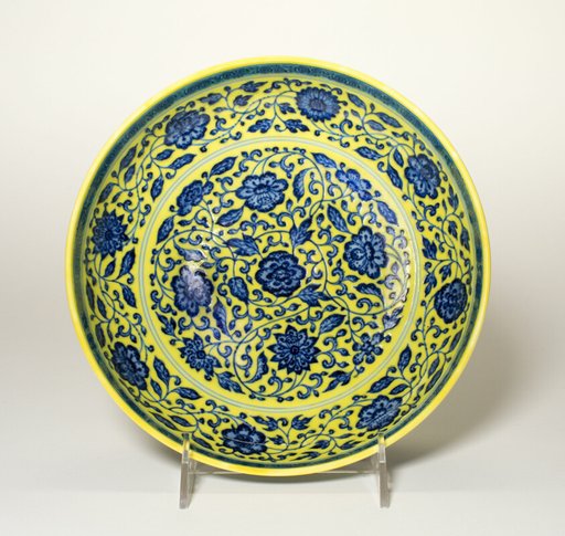 Dish with Peony and Lotus Flowers