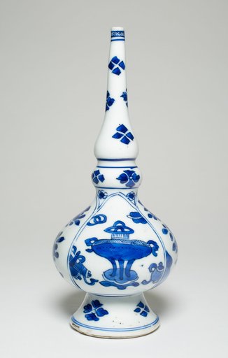 Gourd-Shaped Rosewater Sprinkler with Buddhist Utensils, Plum, and Peony Flowers