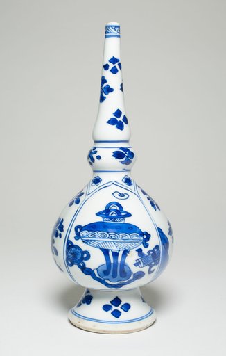 Gourd-Shaped Rosewater Sprinkler with Buddhist Utensils, Plum, and Peony Flowers