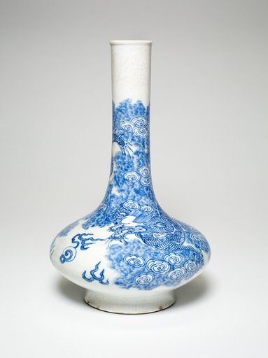 Bottle-Shaped Vase with Dragons among Clouds