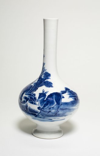 Bottle-Shaped Vase with Deer in Landscape