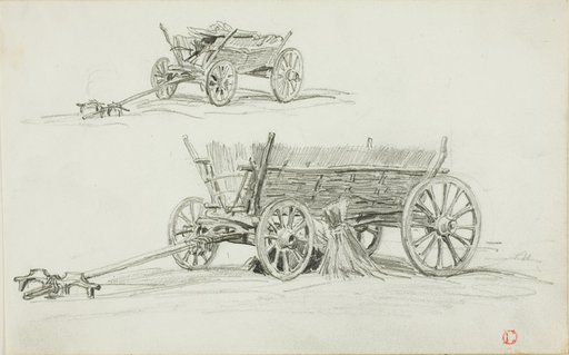 Two Sketches of an Ox Cart