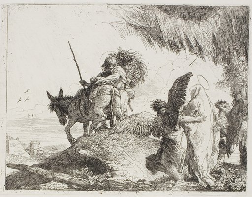 Mary, Supported by Two Angels, Follows Joseph, plate 26 from The Flight into Egypt
