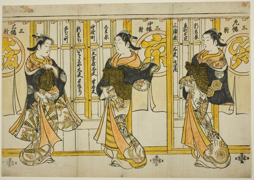 Beauties of the Three Capitals: Edo (right), Kyoto (center), and Osaka (left)