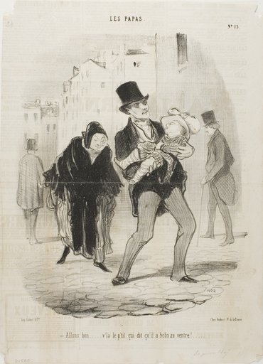 “- Yes alright, but the poor boy's belly is hurting,” plate 13 from Les Papas