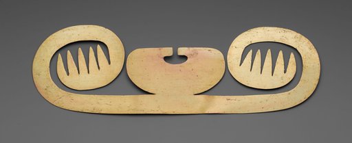 Nose Ornament with Lateral Extensions in Suggesting Whiskers, Wings, or Fish Barbels