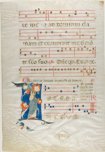 Nimbed Saint in a Historiated Initial "I" from an Antiphonary